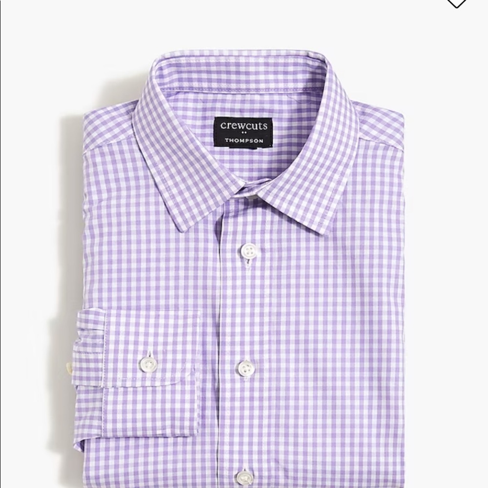 Crewcuts Factory Boys' lilac gingham long-sleeve washed shirt